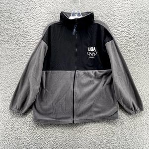 Olympic Commitee Sweater Medium Gray Black USA London Fleece Jacket Pullover Men